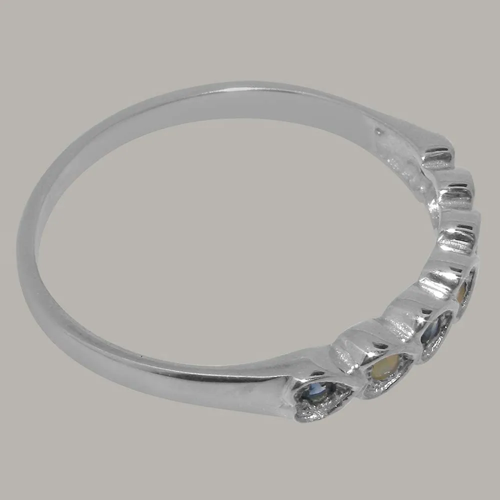 Natural Opal & Sapphire Womens Eternity Ring - Sizes 4 to 12 Available Solid 925 tolerance Sterling Silver 