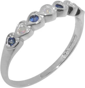 Natural Opal & Sapphire Womens Eternity Ring - Sizes 4 to 12 Available Solid 925 tolerance Sterling Silver 