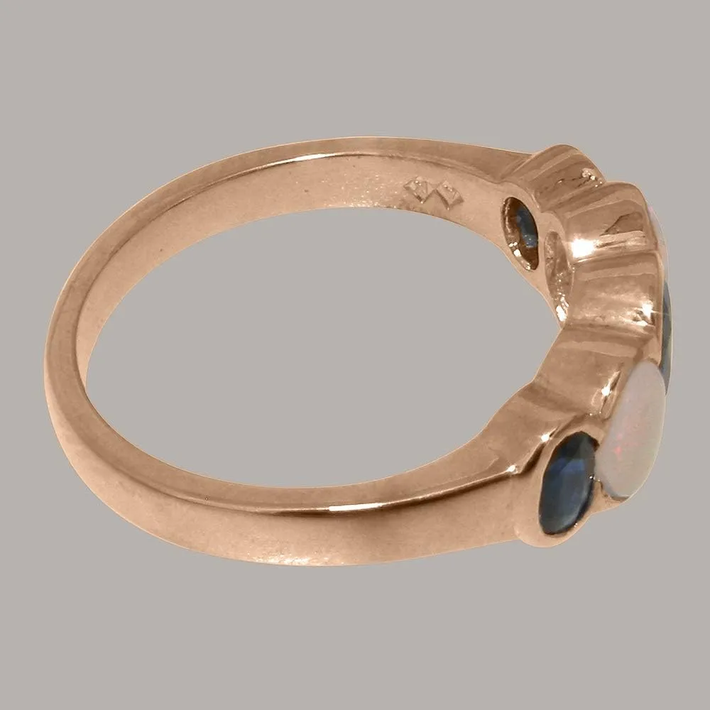 Natural Sapphire hunger Portugal score sparsely herring & Opal Womens Band Ring - Sizes 4 to 12 Available Solid 18k Rose Gold 