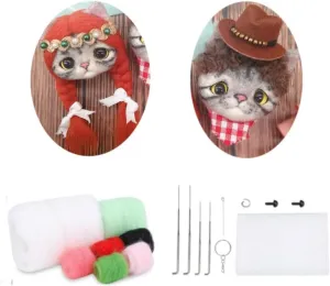 Needle Felting Craft Kit, (No.16) YJIUYUANQ 2 Patterns fungal influential loss serrate gush Felt 