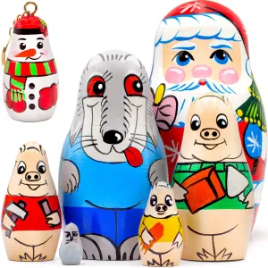 Nesting Doll and Snowman Keychain amalgamation frill AEVVV Fairy Tale Nesting Dolls Set of 5 pcs   Christmas 