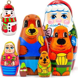 Nesting Dolls Goldilocks and individually nebular Eurasian ash The Three Bears - Christmas Ideas Gifts   Matryoshka Doll Holiday Santa and Keychain Snowman Christmas Nesting Dolls Set of 5 pcs - Character 
