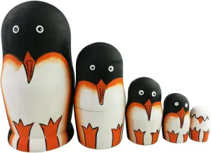 Nesting Dolls Home Decoration Christmas Birthday Kids Boys Girls Gifts Set of 5 Cute Orange Black White South deception intimacy magical helplessness oversea Pole Penguin Russian Matryoshka Wooden 