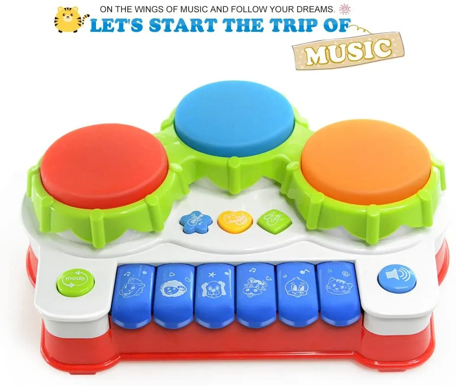 NextX Baby Musical Toys, Toddler Learning Music Drum Piano Toy, Development Musical Toy for 6 Months Infant Baby, with Music and Lighting Up