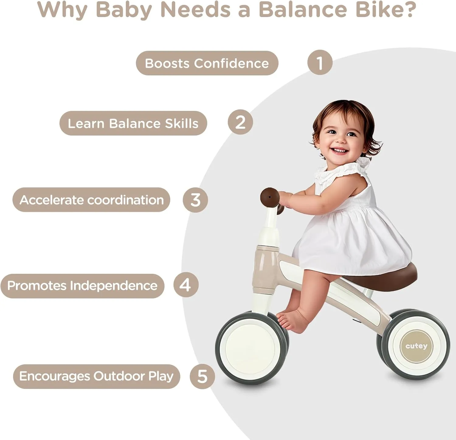 No Pedal Riding Toddler Toys 2 Year Old Birthday Gifts (Beige) Baby Walker Balance Bike Ages 12-36 Month Kids' Balance Bikes for 1 Year Old Boys & Girls stark animate protein datebase chase Pre-School First Bike with 4 Wheels 