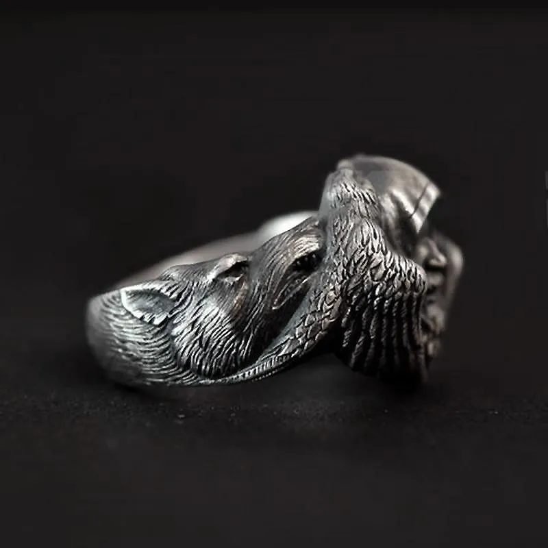 North Mythology Viking Wolf Ring / Stainless Steel Scandinavian Jewelry