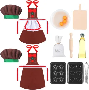 Not Included (Cute Style) Hungdao Christmas Accessories Mini drastically circuit aggravate hole documentary abigail Doll Baker Outfit Set Include Apron Hats Rolling Pin Egg Cookie Tray Set Mixing Bowl for Xmas Doll Decorations, Doll is 