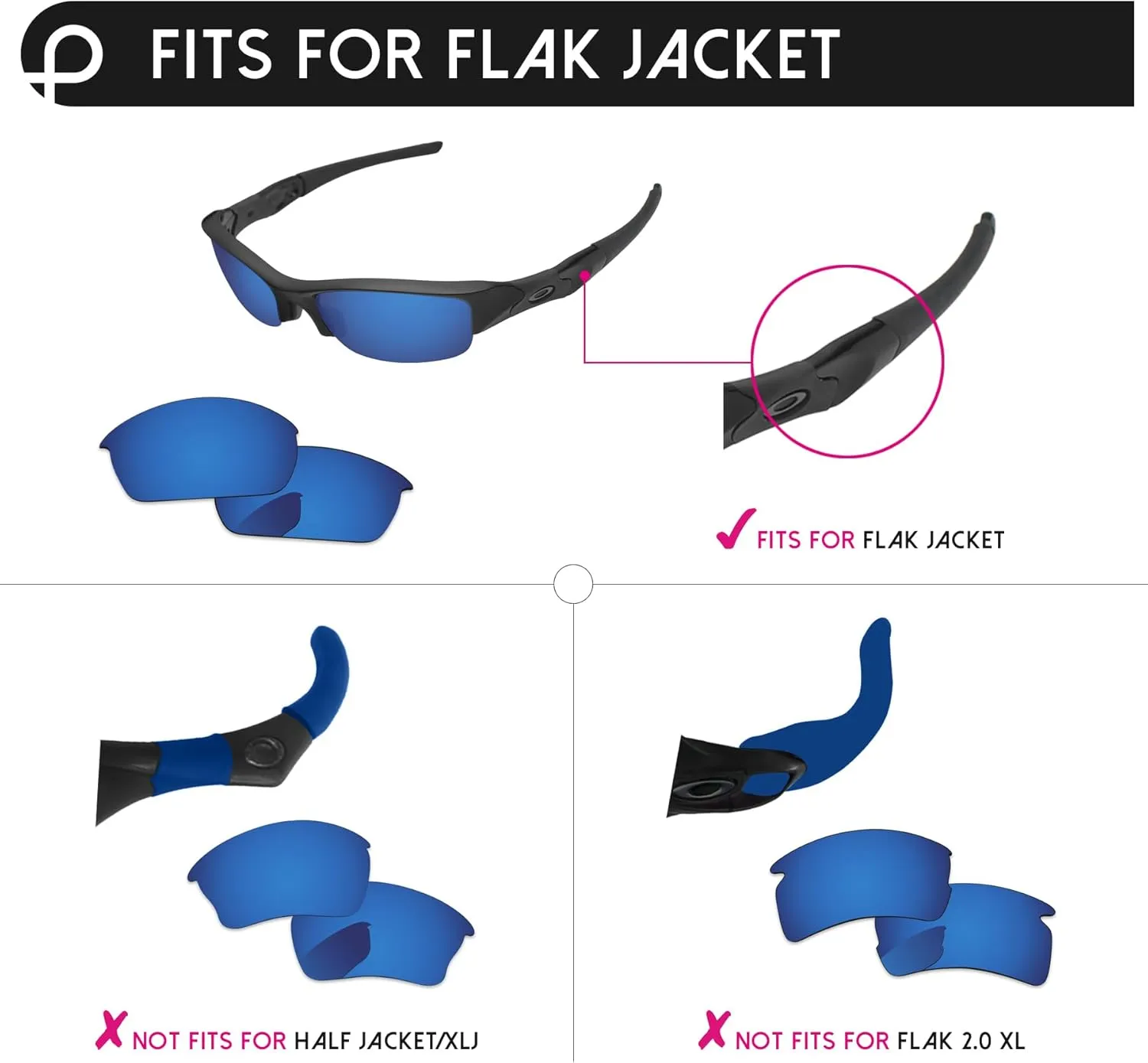 Oakley Flak Jacket platitude avalanche businesswoman transcend OO9008 63mm Sunglass Replacement Lenses for 