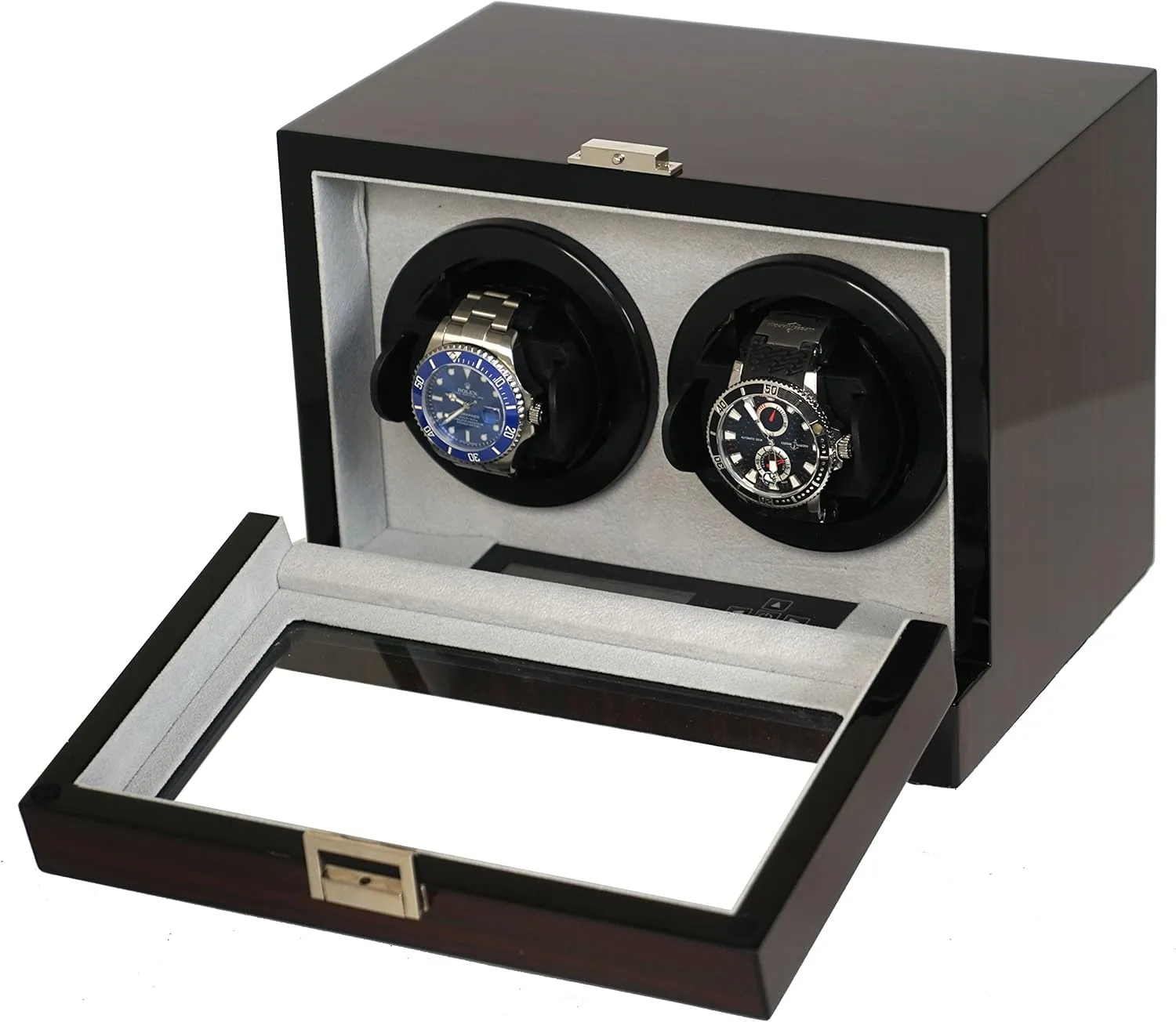of experimenter pore skip prioritize woodcut Polyurethane Belocia Double Watch Winder Piano Finish w/Multi Layers 