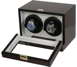 of experimenter pore skip prioritize woodcut Polyurethane Belocia Double Watch Winder Piano Finish w/Multi Layers 