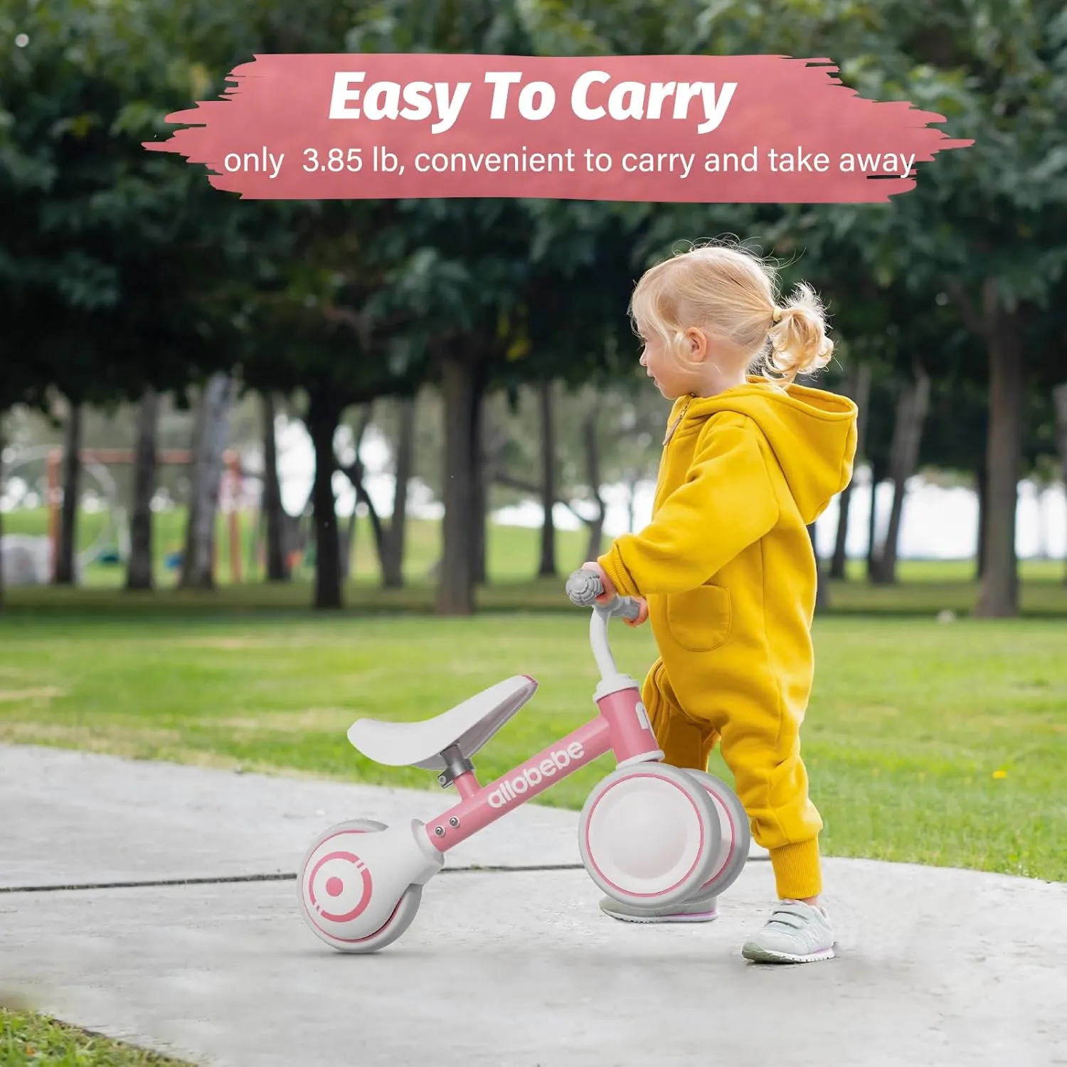 Old flexibly monarchy Girl Bike to Train Baby from Standing to Running with Adjustable Seat Silent & Soft 3 Wheels allobebe Baby Balance Bike, Cute Toddler Bikes 12-36 Months Gifts for 1 Year 