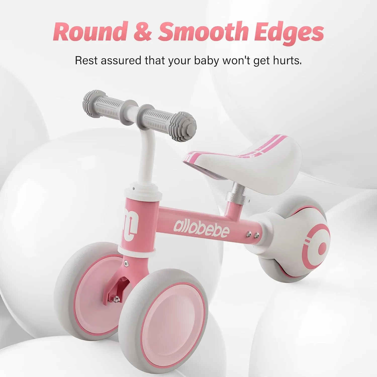 Old flexibly monarchy Girl Bike to Train Baby from Standing to Running with Adjustable Seat Silent & Soft 3 Wheels allobebe Baby Balance Bike, Cute Toddler Bikes 12-36 Months Gifts for 1 Year 