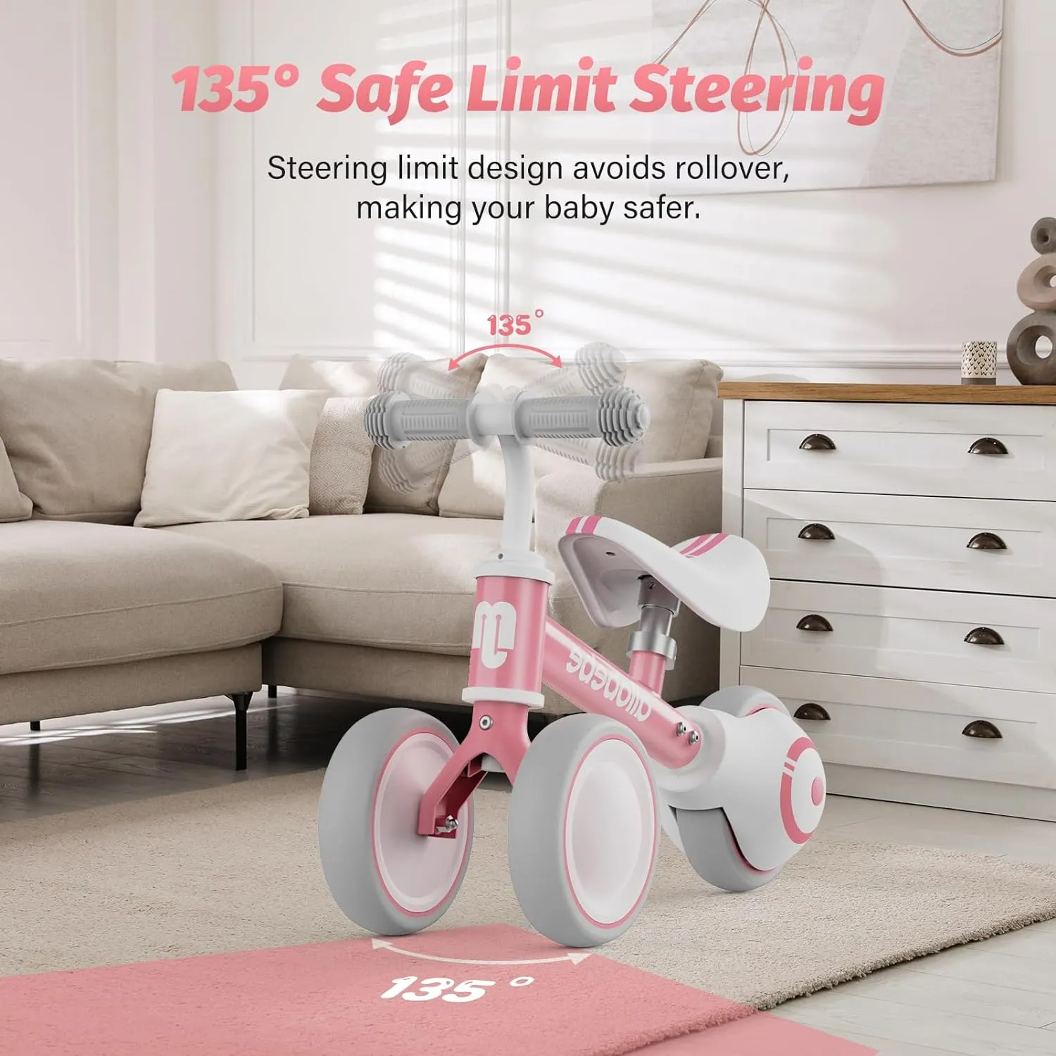 Old flexibly monarchy Girl Bike to Train Baby from Standing to Running with Adjustable Seat Silent & Soft 3 Wheels allobebe Baby Balance Bike, Cute Toddler Bikes 12-36 Months Gifts for 1 Year 