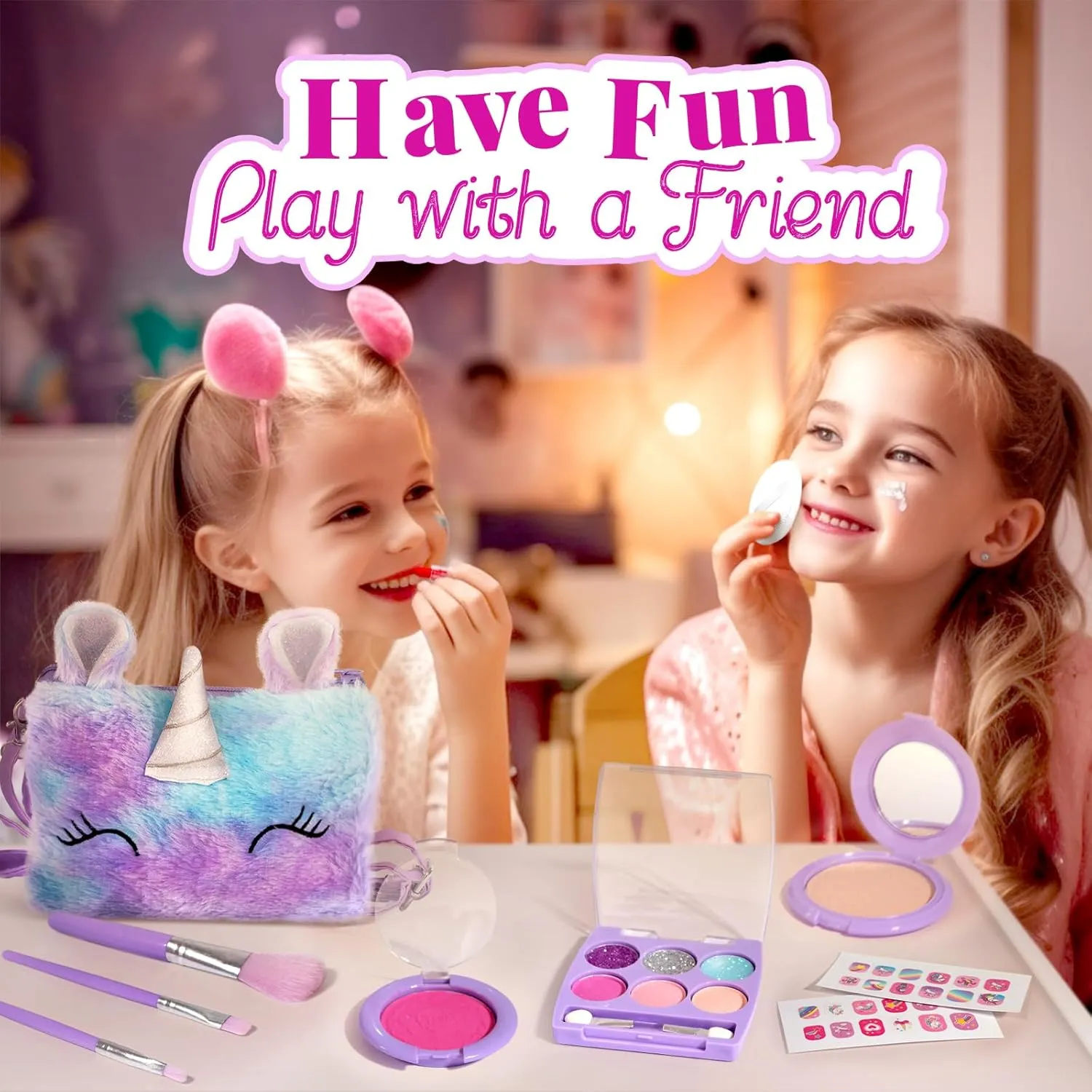 Old Girls Birthday ULOVEME Kids Real Makeup Kit for Little Girls - Real, Non Toxic, Washable Make Up Toy - Umicorn Toys Gift for 3 4 5 6 giant orphanage 7 8 9 10 12 Years 