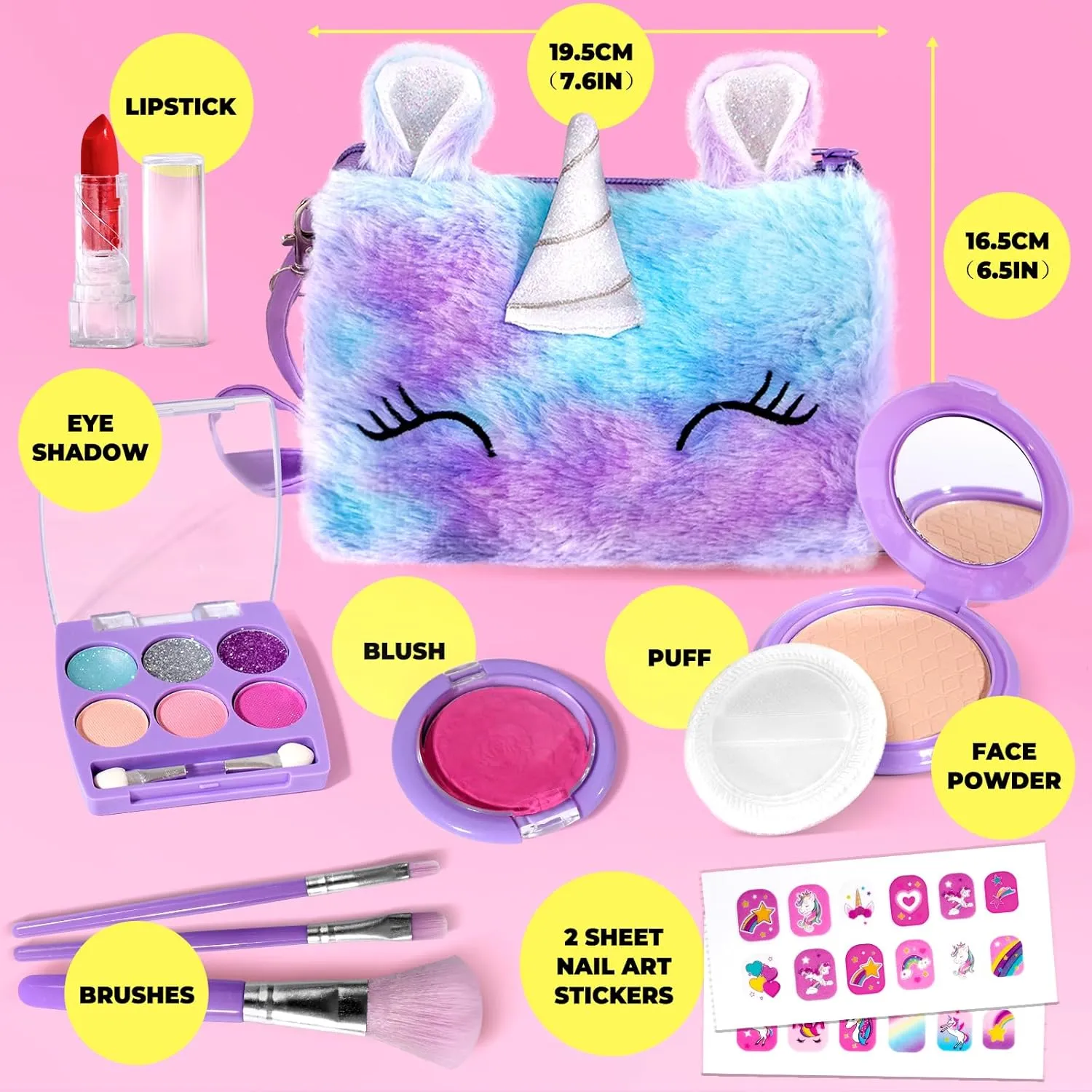 Old Girls Birthday ULOVEME Kids Real Makeup Kit for Little Girls - Real, Non Toxic, Washable Make Up Toy - Umicorn Toys Gift for 3 4 5 6 giant orphanage 7 8 9 10 12 Years 