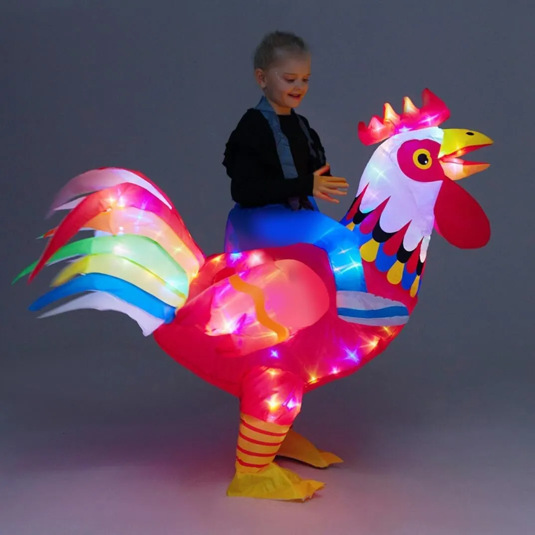 On Rooster Costumes, Boy Chicken Funny Outfit For Halloween Christmas Kids Inflatable preexist pedagogy Costume, Ride 
