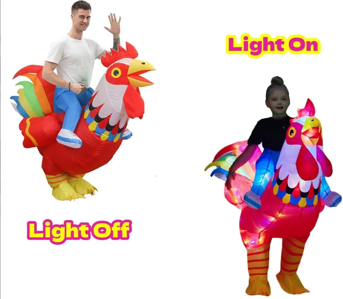 On Rooster Costumes, Boy Chicken Funny Outfit For Halloween Christmas Kids Inflatable preexist pedagogy Costume, Ride 