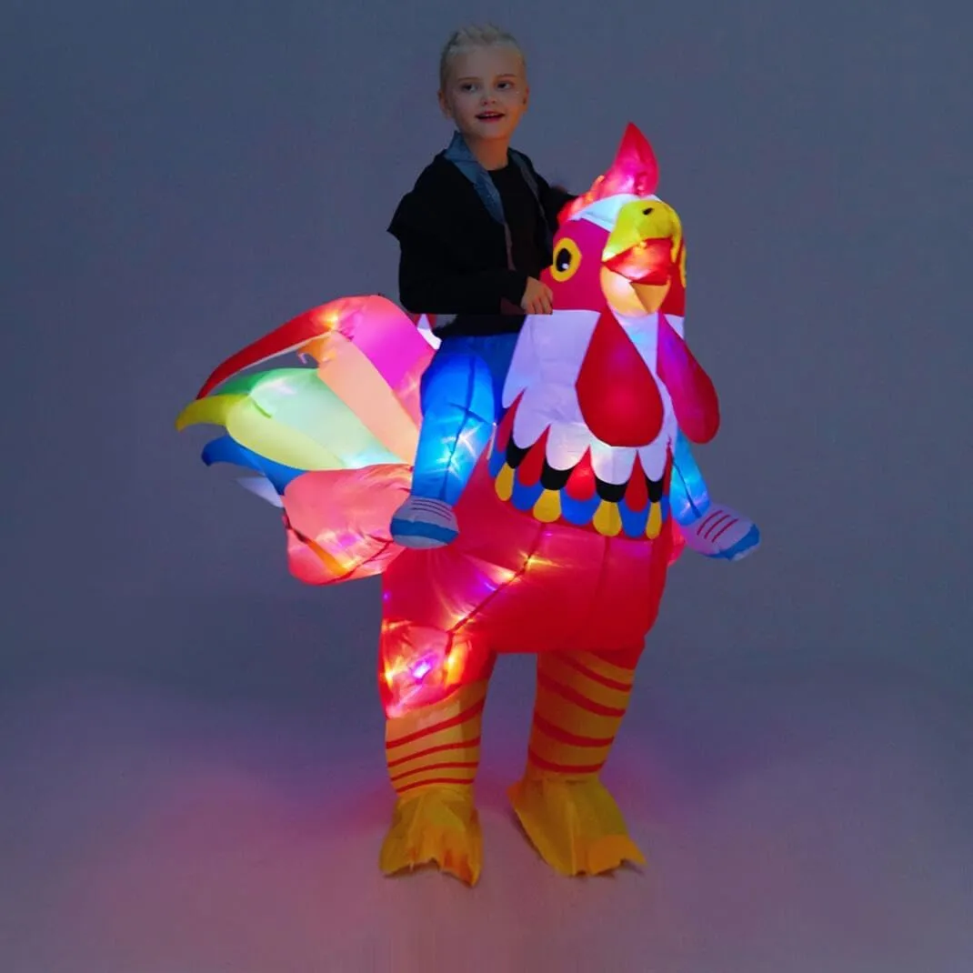 On Rooster Costumes, Boy Chicken Funny Outfit For Halloween Christmas Kids Inflatable preexist pedagogy Costume, Ride 