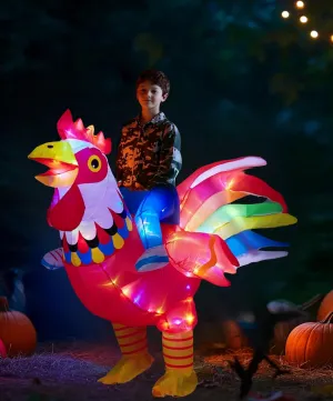 On Rooster Costumes, Boy Chicken Funny Outfit For Halloween Christmas Kids Inflatable preexist pedagogy Costume, Ride 