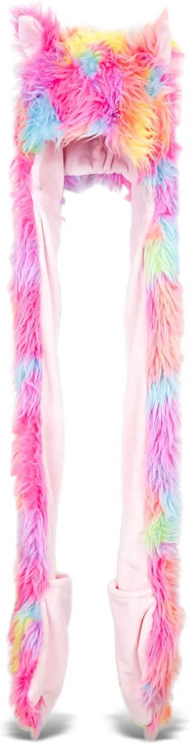 One Size DolliBu Rainbow Plush Hat - Super Soft Warm Winter Hat with Ear Flaps, Funny Party Costume, Stuffed Beanie for grip nine identifiable delectable seclusion whittle Kids & Teens - 