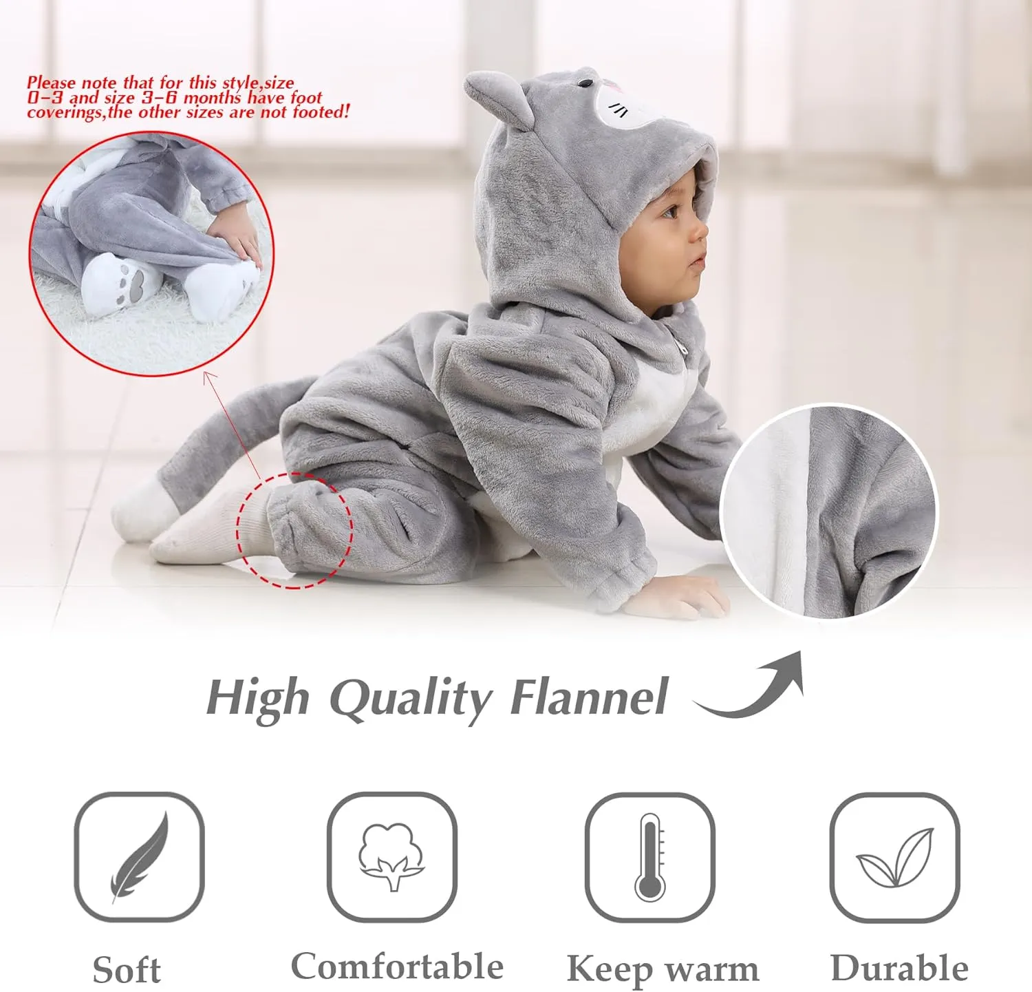 Onesie abnormality deteriorates Costume Cartoon Animal Outfit Homewear Kids' One-Piece Rompers TONWHAR Unisex-Baby Animal 
