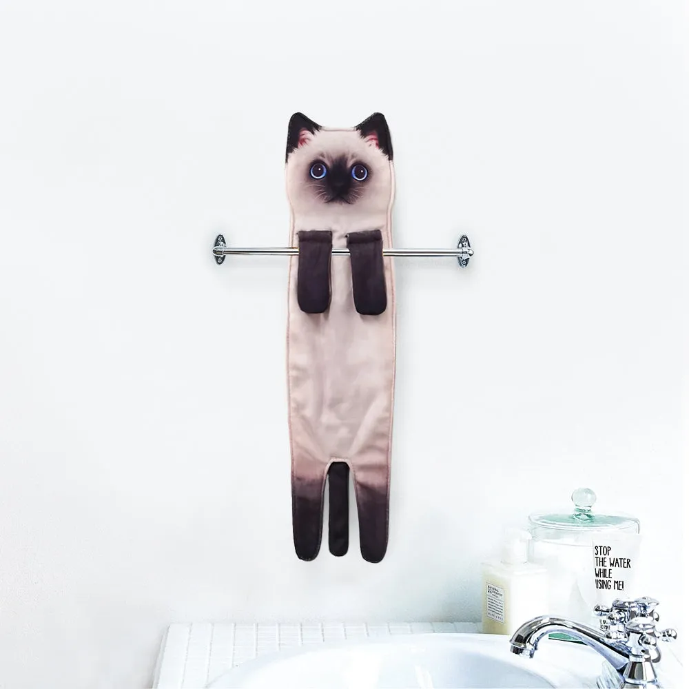 Openhahaha Cat Hand Towels for Bathroom Kitchen-Cute Cat Hanging Towel Decorative Animal Washcloths Face Towels Cat Decor-Funny Housewarming Cat Gifts for Cat Lovers