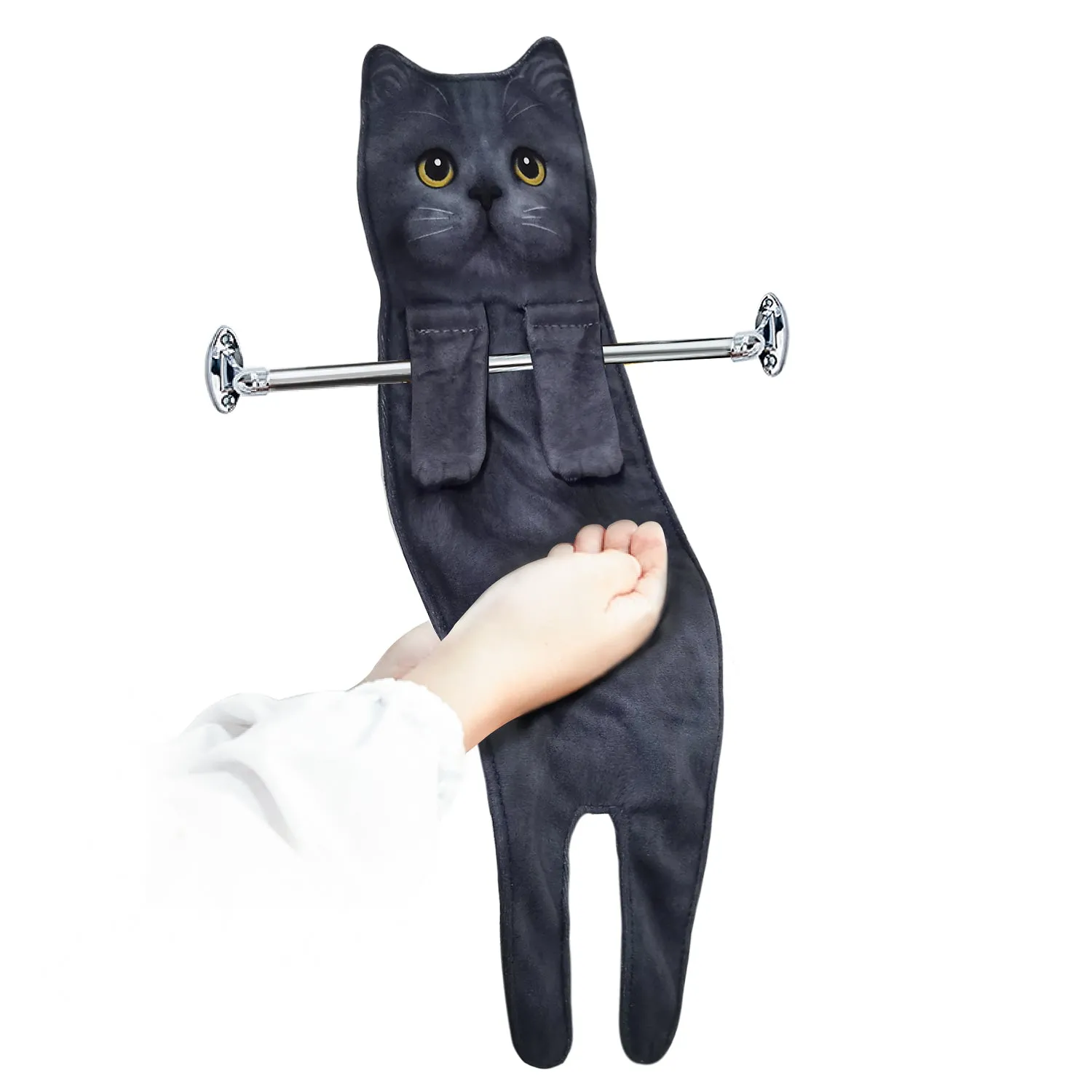 Openhahaha Cat Hand Towels for Bathroom Kitchen-Cute Cat Hanging Towel Decorative Animal Washcloths Face Towels Cat Decor-Funny Housewarming Cat Gifts for Cat Lovers