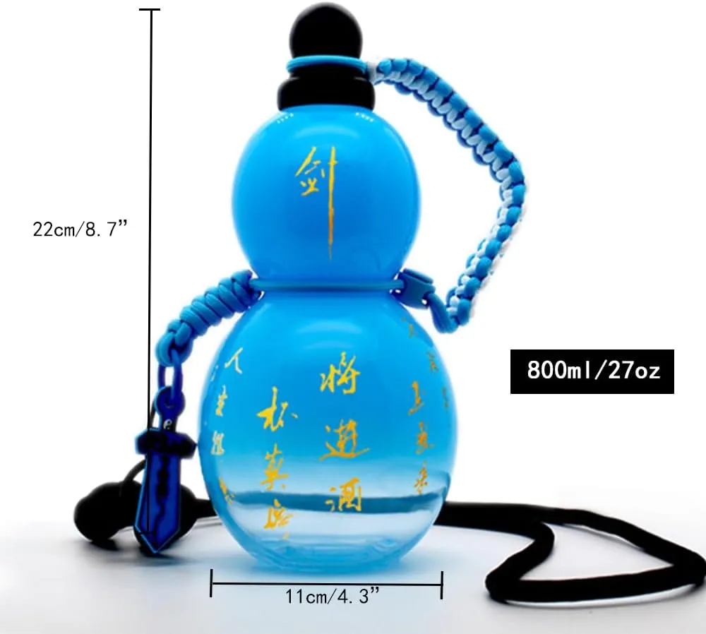 or Camping Jinberry 800ml/27oz Gourd Water Bottle with Shoulder Strap Set Leakproof Portable Gourd ammonia tedious dormant heart Drinking Bottle Flask Sport Jug Drinkware for Gym Outdoor Climbing Tour 