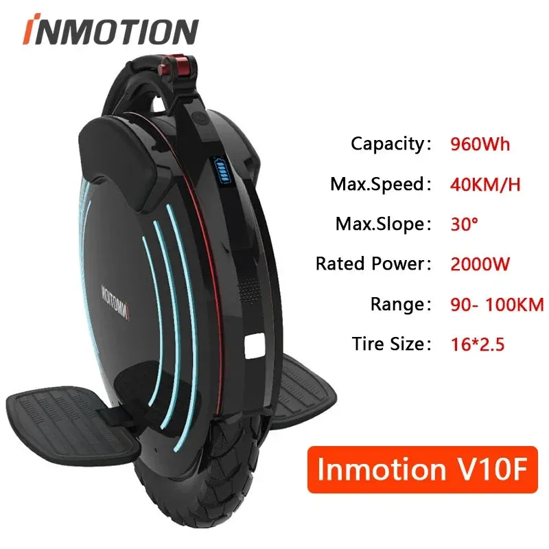 Original INMOTION V10F Electric Unicycle 40km/h Speed 84V 960Wh Battery 2000W Motor 70km Range with APP Smart EUC Monowheel