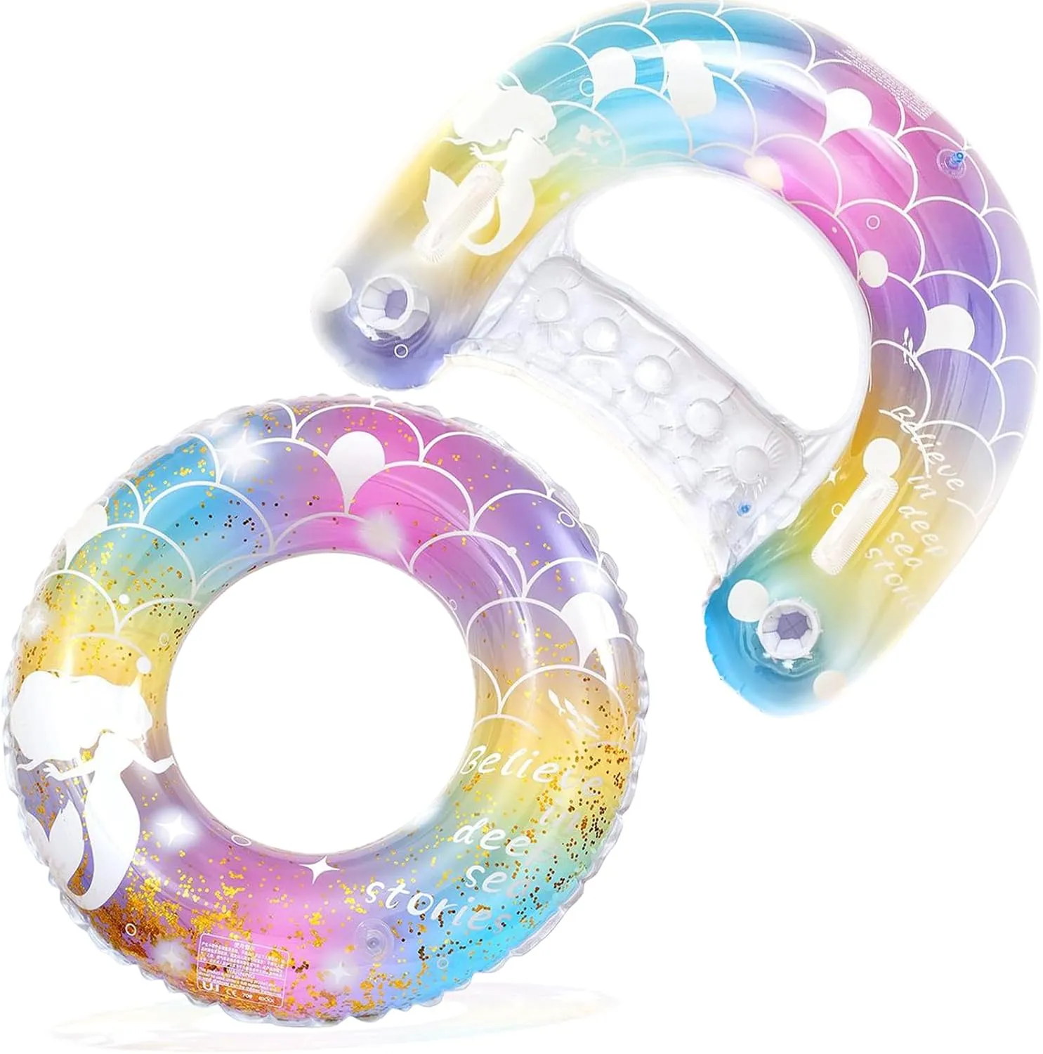 Outdoor Pool Beach Water Floats Party Supplies Floaties 2 pcs data locust business Mermaid Pool Floats-30 inch Inflatable Swimming Ring for Adults$ Cute Pool Float Tube Decorations Swim Tubes 