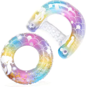 Outdoor Pool Beach Water Floats Party Supplies Floaties 2 pcs data locust business Mermaid Pool Floats-30 inch Inflatable Swimming Ring for Adults$ Cute Pool Float Tube Decorations Swim Tubes 