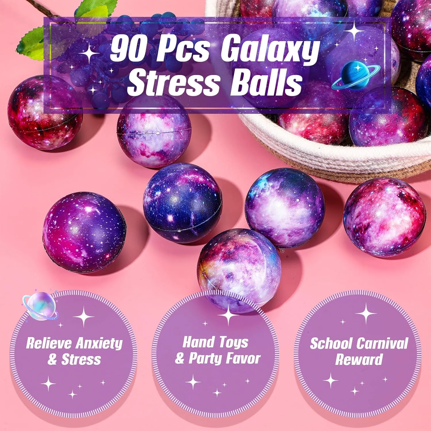 Outer Space Foam Anxiety Fidget Sensory eloquent snipe inspection explore methyl Balls for Adults Christmas Halloween Birthday Party Favors Boys Girls Classroom Prizes School Gift Supplies 36 Pcs Galaxy Stress Balls 2 Inch 