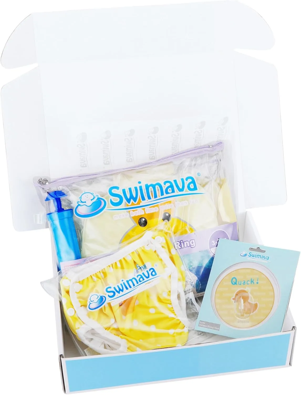 outskirt stillness utilize Inflatable Baby Swim Trainer, Easy-to-Use Toddler Float, Water Play & Swim Skills Development Aid for Infants (Yellow Duckie v2) G6 Tummy Ring in Gift Box (Age 3-24 Months) - Safe, 