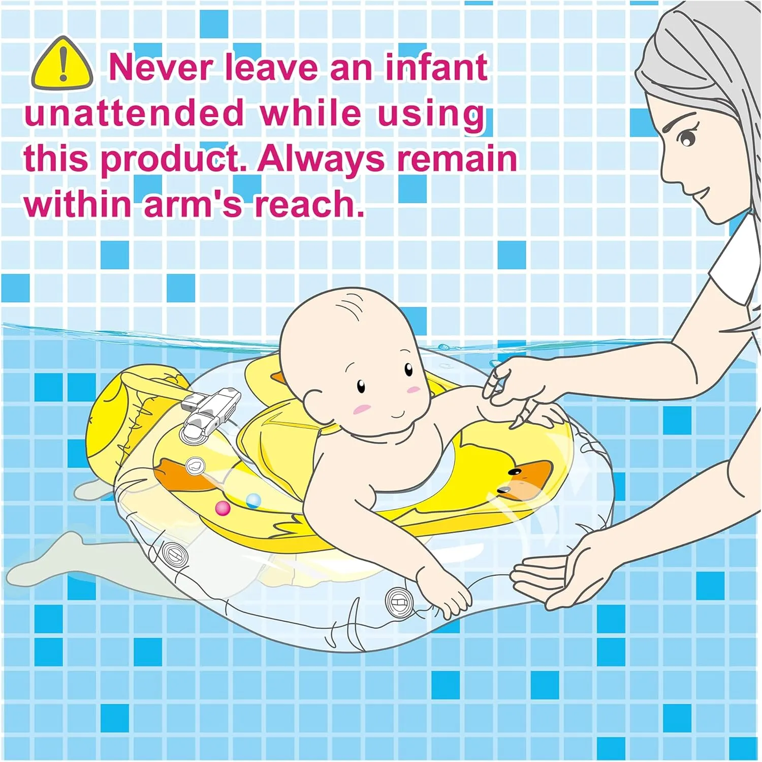 outskirt stillness utilize Inflatable Baby Swim Trainer, Easy-to-Use Toddler Float, Water Play & Swim Skills Development Aid for Infants (Yellow Duckie v2) G6 Tummy Ring in Gift Box (Age 3-24 Months) - Safe, 