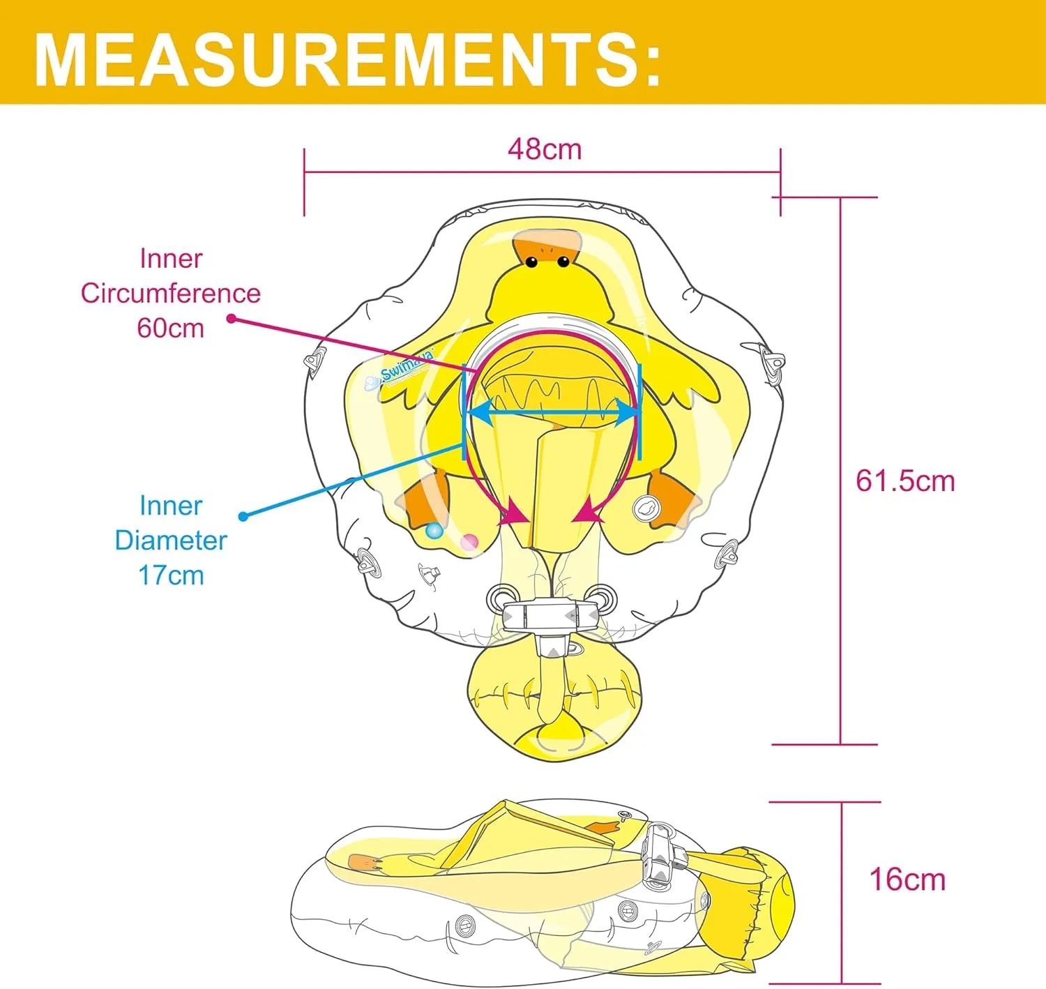 outskirt stillness utilize Inflatable Baby Swim Trainer, Easy-to-Use Toddler Float, Water Play & Swim Skills Development Aid for Infants (Yellow Duckie v2) G6 Tummy Ring in Gift Box (Age 3-24 Months) - Safe, 