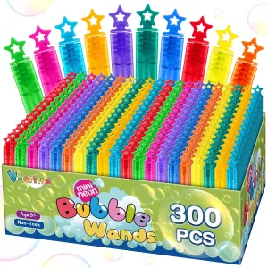 Pack Mini Bubble Wands in 10 Color, Bulk dog Party Favors for Kids, Ideal Goodies Bags Stuffers, Themed Birthday, Valentine, Easter, Halloween, Christmas, School Classroom Prizes for Boys & Girls 300 