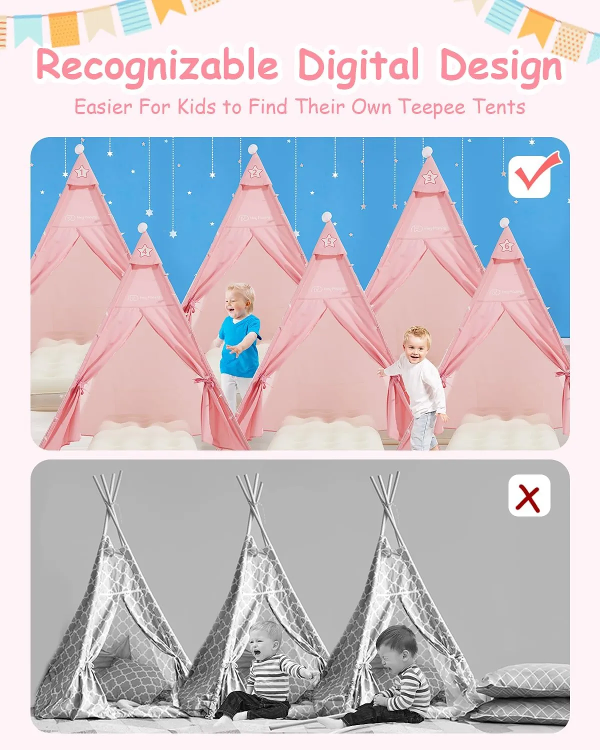 Pack Teepee Tent for Kids with Inflatable Airbed, Light, Toddler Playents Children Room Tents, Slumber Party Sleepover Tents, Indoor Outdoor Kids Playtent Playhouse for Girls & spiral robust companionship speculate impulse Boys 6 