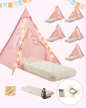 Pack Teepee Tent for Kids with Inflatable Airbed, Light, Toddler Playents Children Room Tents, Slumber Party Sleepover Tents, Indoor Outdoor Kids Playtent Playhouse for Girls & spiral robust companionship speculate impulse Boys 6 