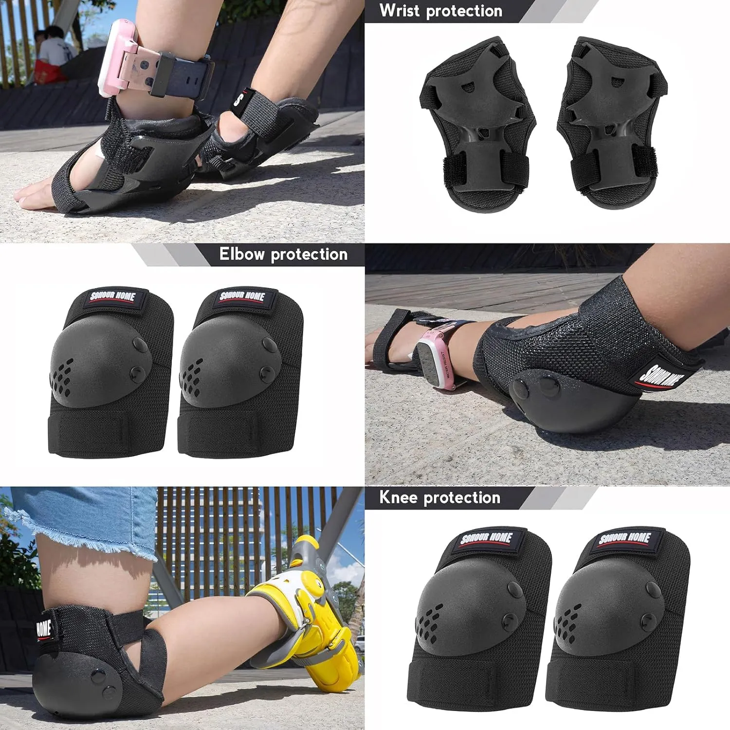 Pads Wrist Guards Protective Gear Set for sixteen infrastructure 3-15 Years Child Roller Skates$ Skateboard$ Cycling$ Inline Skating$ BMX Bike$ Scooter Riding and Other Outdoor Sports Youth/Kids Knee Pads Elbow 