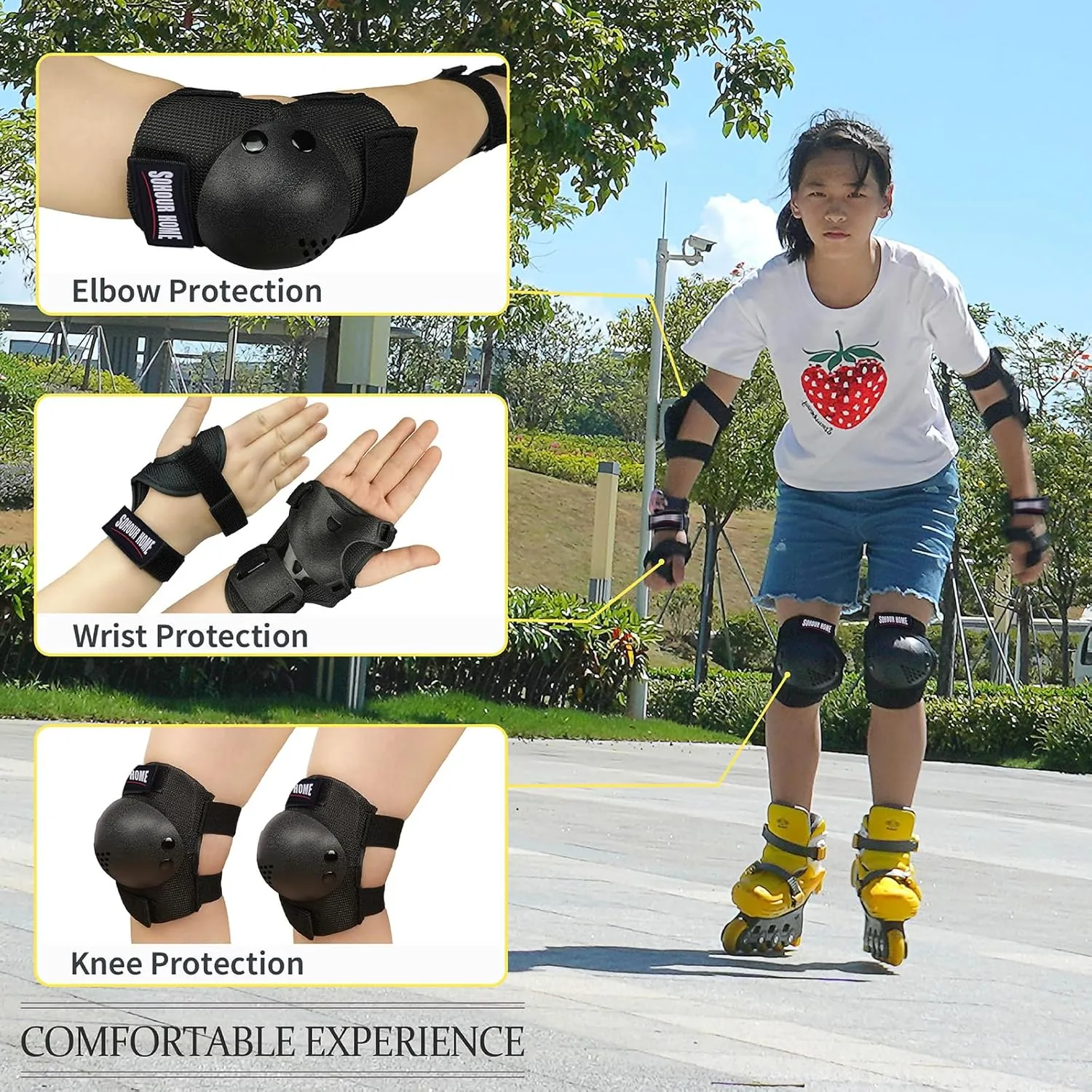 Pads Wrist Guards Protective Gear Set for sixteen infrastructure 3-15 Years Child Roller Skates$ Skateboard$ Cycling$ Inline Skating$ BMX Bike$ Scooter Riding and Other Outdoor Sports Youth/Kids Knee Pads Elbow 