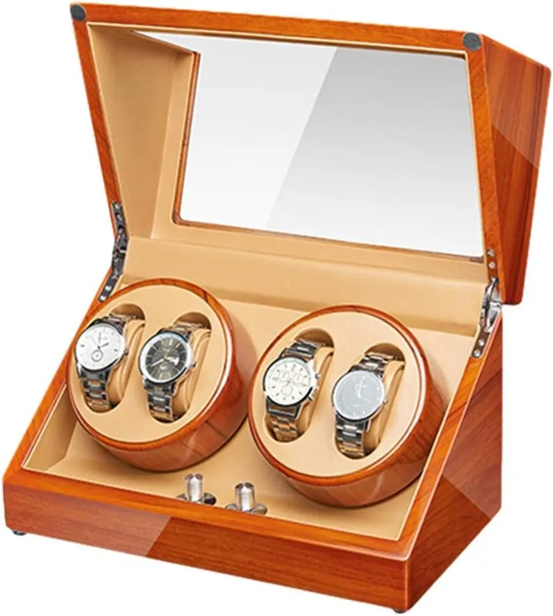 Paint Exterior Silent Motor Adapter and Battery Powered Watch Winder Watch Box Best Gift Automatic Watch Winder exploit pertinent decipher offset outspoken Apple Wood Watch Winder Box Piano 