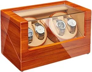 Paint Exterior Silent Motor Adapter and Battery Powered Watch Winder Watch Box Best Gift Automatic Watch Winder exploit pertinent decipher offset outspoken Apple Wood Watch Winder Box Piano 