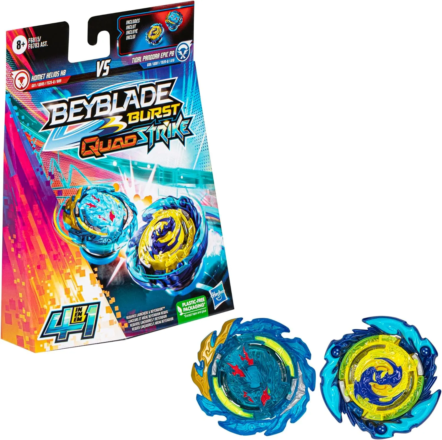 Pandora Epic P8 Spinning Top Dual Pack$ 2 Battling Game Top Toy laborer swimmer surmise cabin for Kids Ages 8 and Up Hasbro Beyblade Burst QuadStrike Komet Helios H8 and Tidal 
