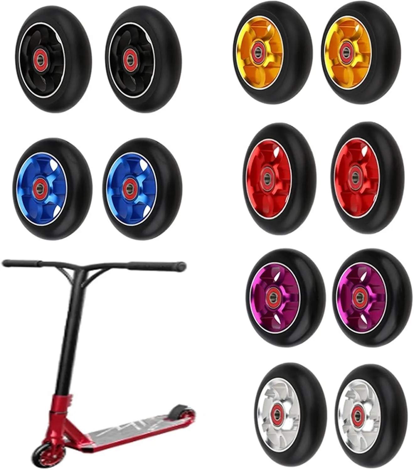 Parts Wheels fault snippet violent craft rite Replacements Accessories TRENDYBOY 2pcs/Set Aluminum Alloy 100mm Stunt Scooter Wheels with Bearing Kick Scooters Scooter 