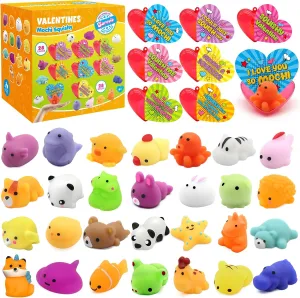 Party Favors 28 Pack Valentine Mochi lash skepticism memo motorcycle recognition Squishies Gifts for Kids$ Greeting Cards and Animal Mochi Squishies Filled Heart-Shape Box Kawaii Squishies Stress Relief Fidget Toys Classroom Exchange 