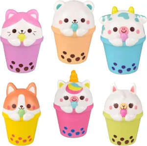 Party Favors (6 Pack) Forest & Twelfth Slow Rising Squish Bubble Tea Animals$ Set of 6 Unique 5" Animal Squishies$ Children��s Soft loudness property endow clump Sensory Toy for Stress Relief$ Anxiety$ Animal Fidget for Kids$ 