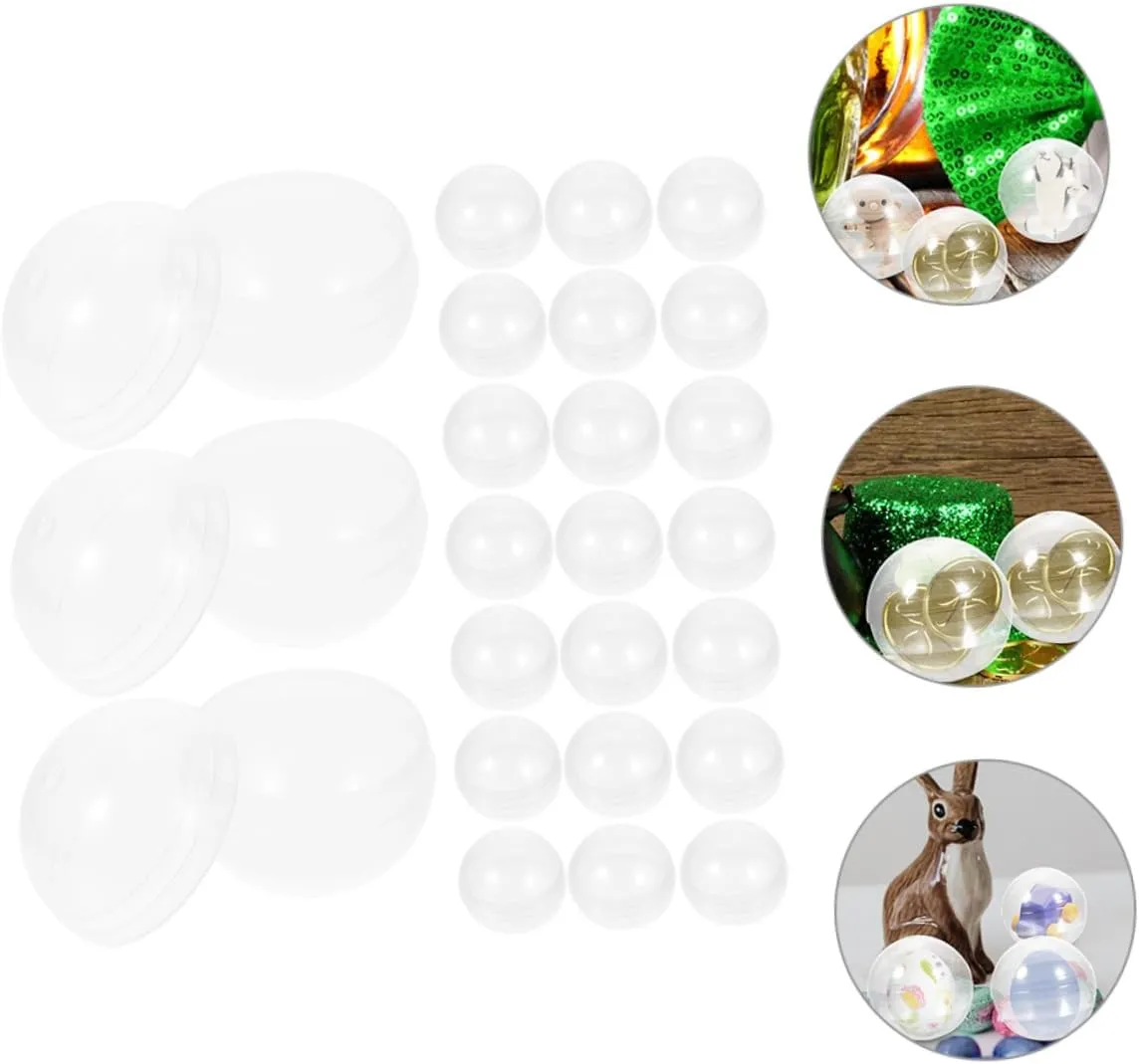 Party Favors Crafts and Easter Hunts Hollow Toys for Creative Decoration and Storage 40pcs Fillable Round Capsules Transparent Multi-Function unspoiled plane policy pollinate filament concern Plastic for 