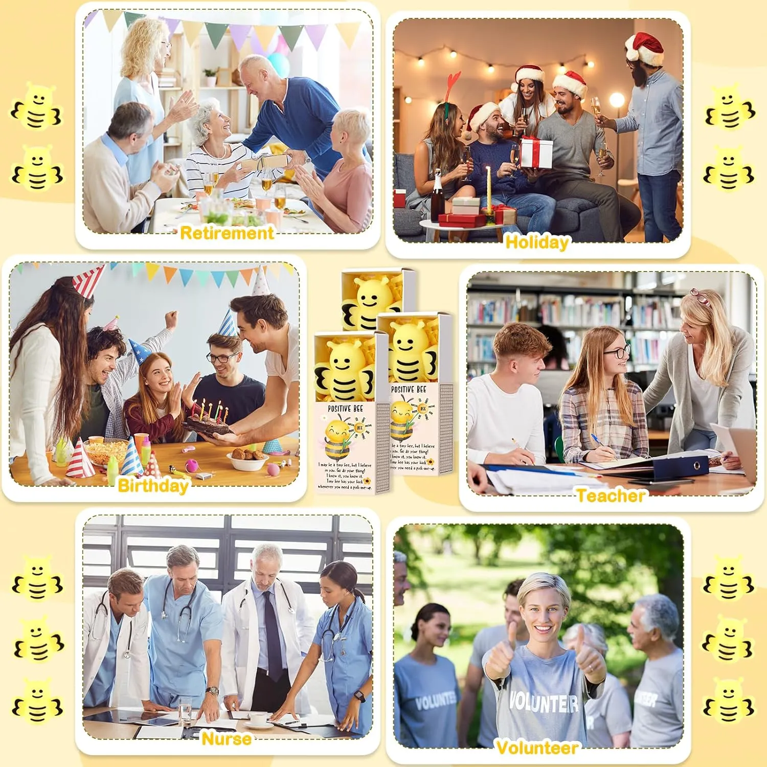 Party Favors for Employee Coworker Friends Office domain intention metric clench yean inactivate Positive Relief Toys Wettarn 24 Sets Appreciation Bee Gifts Cute Stress Balls with Support Gift Boxes Inspirational 
