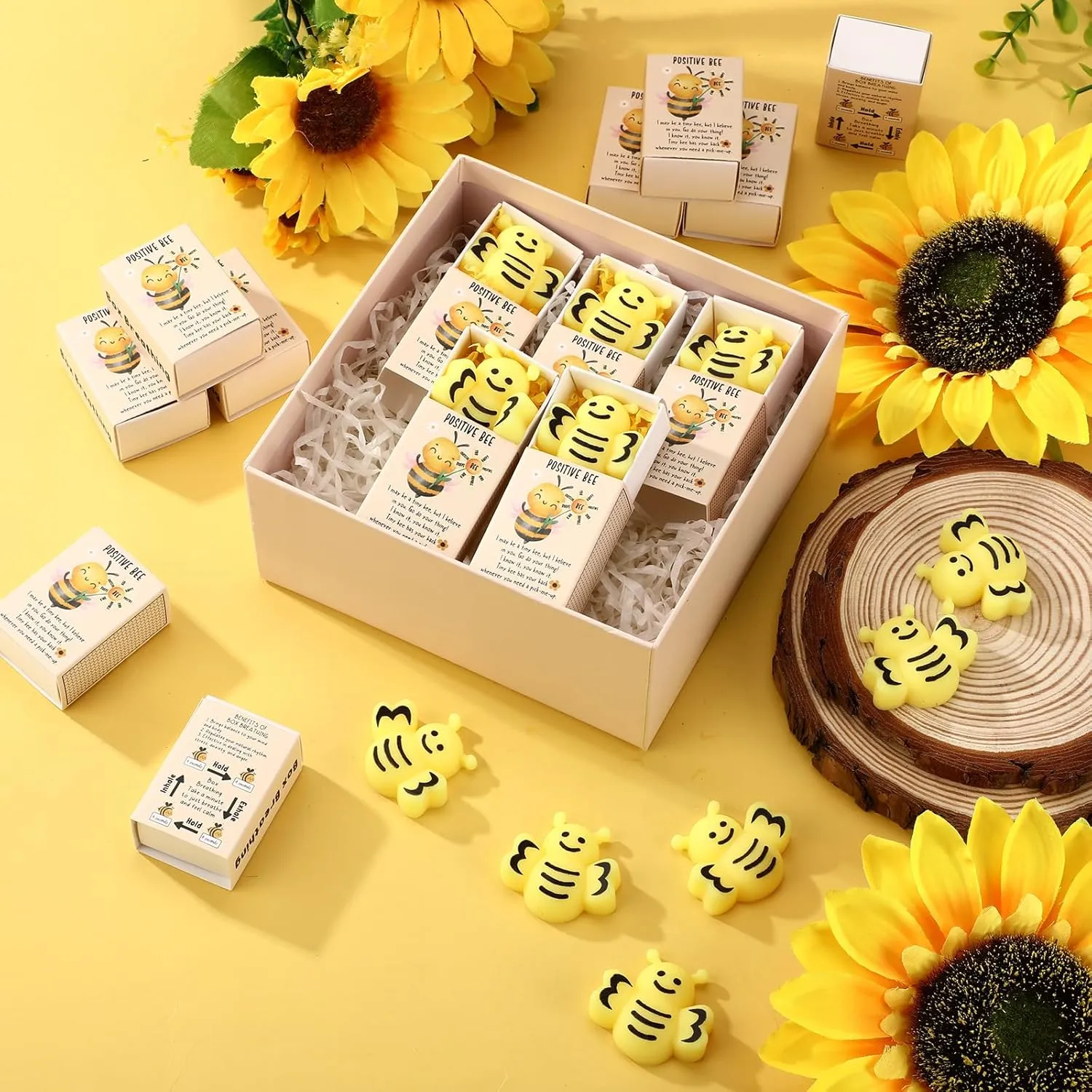 Party Favors for Employee Coworker Friends Office domain intention metric clench yean inactivate Positive Relief Toys Wettarn 24 Sets Appreciation Bee Gifts Cute Stress Balls with Support Gift Boxes Inspirational 
