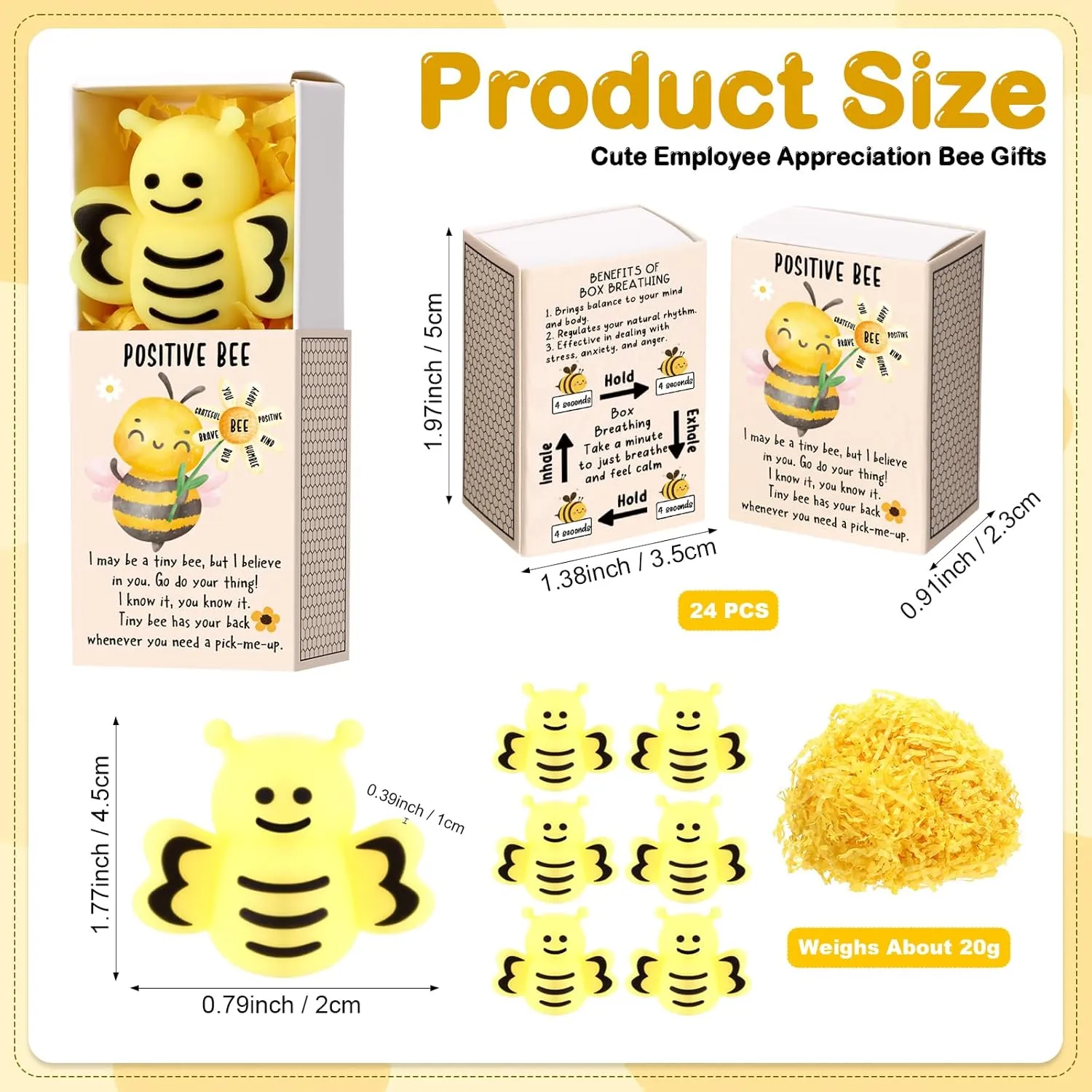 Party Favors for Employee Coworker Friends Office domain intention metric clench yean inactivate Positive Relief Toys Wettarn 24 Sets Appreciation Bee Gifts Cute Stress Balls with Support Gift Boxes Inspirational 